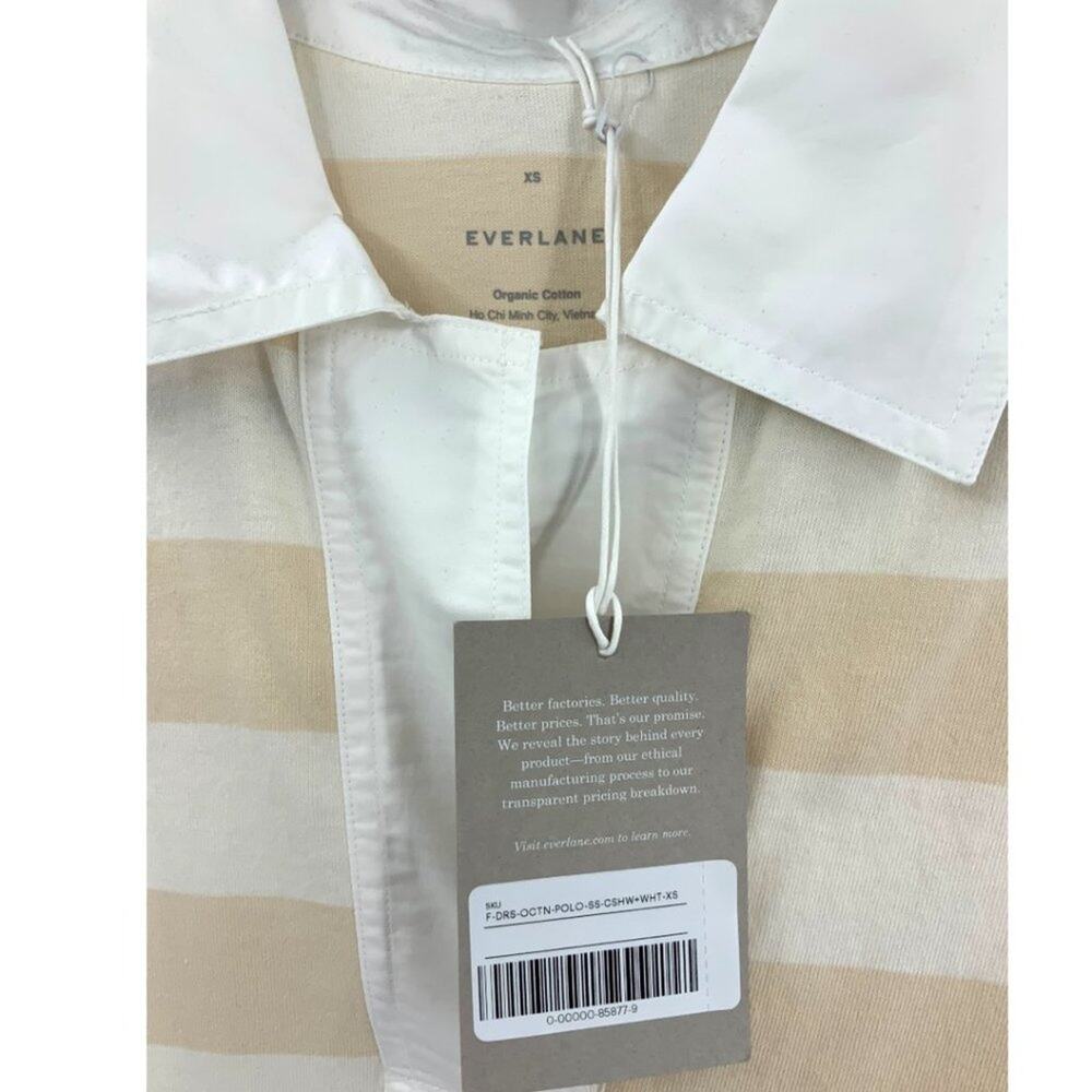 Everlane The Organic Cotton Polo Dress Beech Bone Stripe Size XS NWT $68 MSRP - Picture 4 of 9